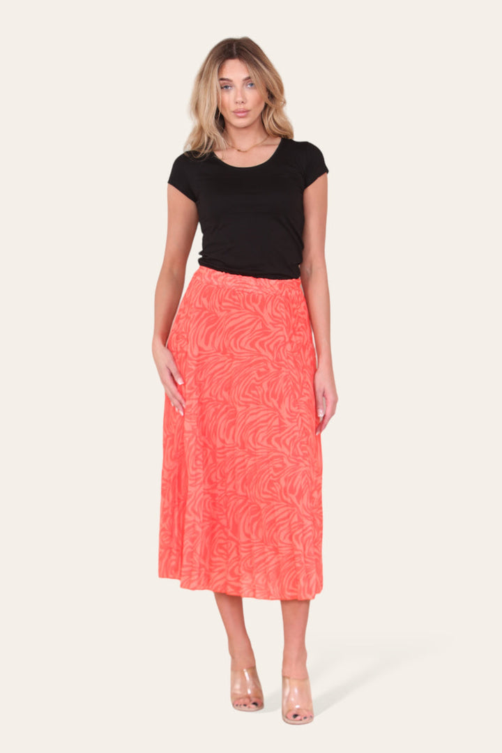 Zeena Print Pleated Midi Skirt - jqwholesale.com
