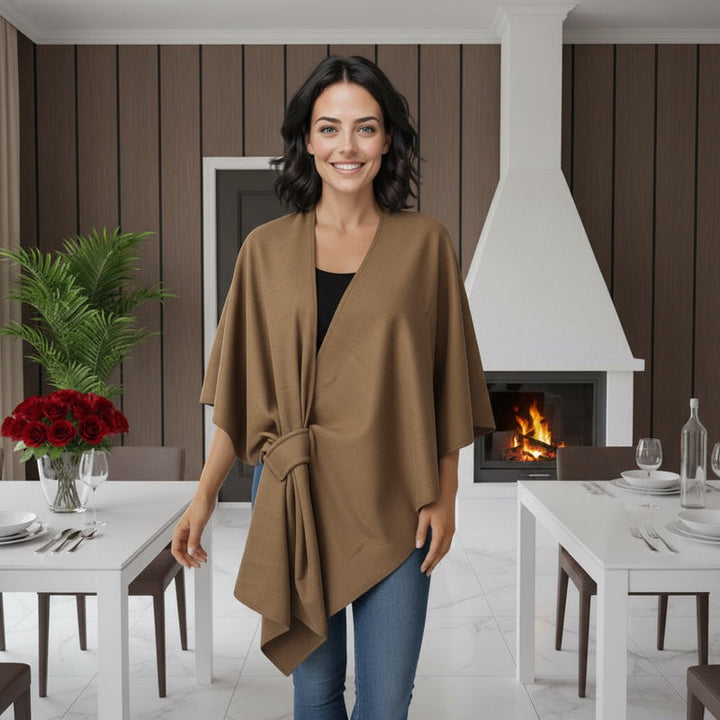 Knot Wrap Cape Poncho Style - jqwholesale.com