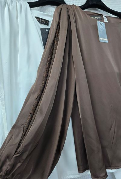 Lace Sleeve Sateen Top