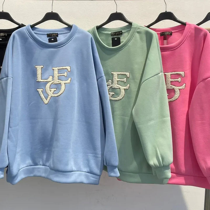 LOVE Oversized Cotton Sweatshirt Top - jqwholesale.com