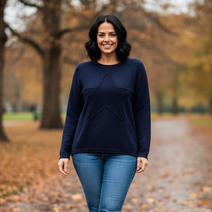 Sasha Star Alpaca Soft Touch Crew Knit Jumper - jqwholesale.com