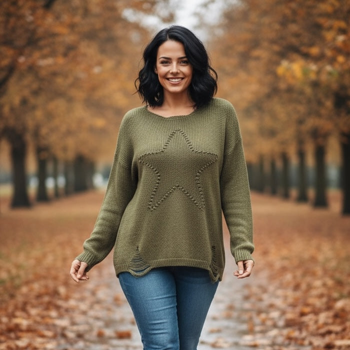 Sasha Star Alpaca Soft Touch Crew Knit Jumper - jqwholesale.com