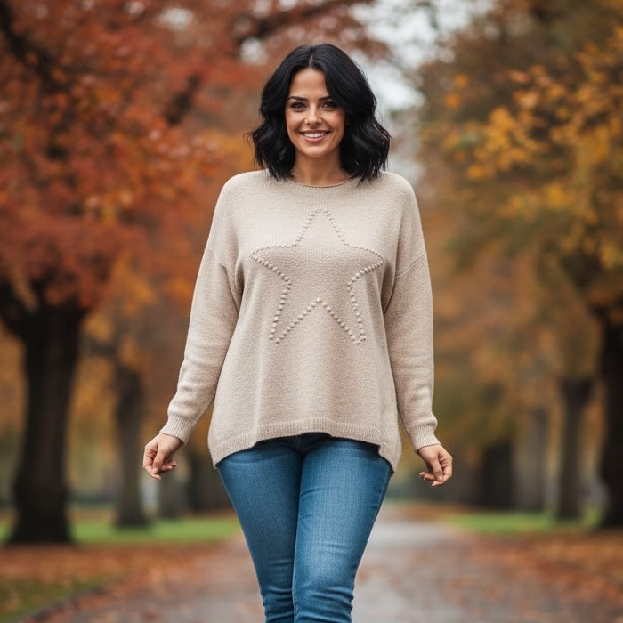 Sasha Star Alpaca Soft Touch Crew Knit Jumper - jqwholesale.com