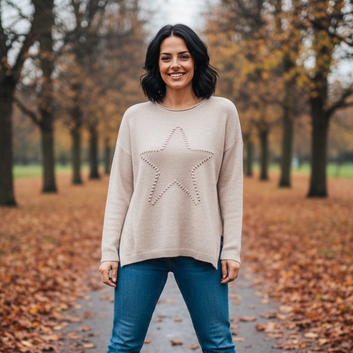 Sasha Star Alpaca Soft Touch Crew Knit Jumper - jqwholesale.com