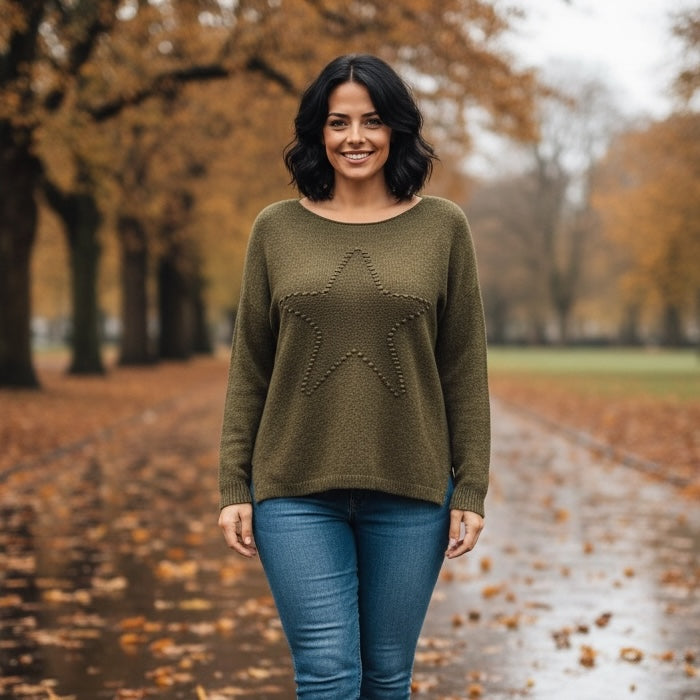 Sasha Star Alpaca Soft Touch Crew Knit Jumper - jqwholesale.com