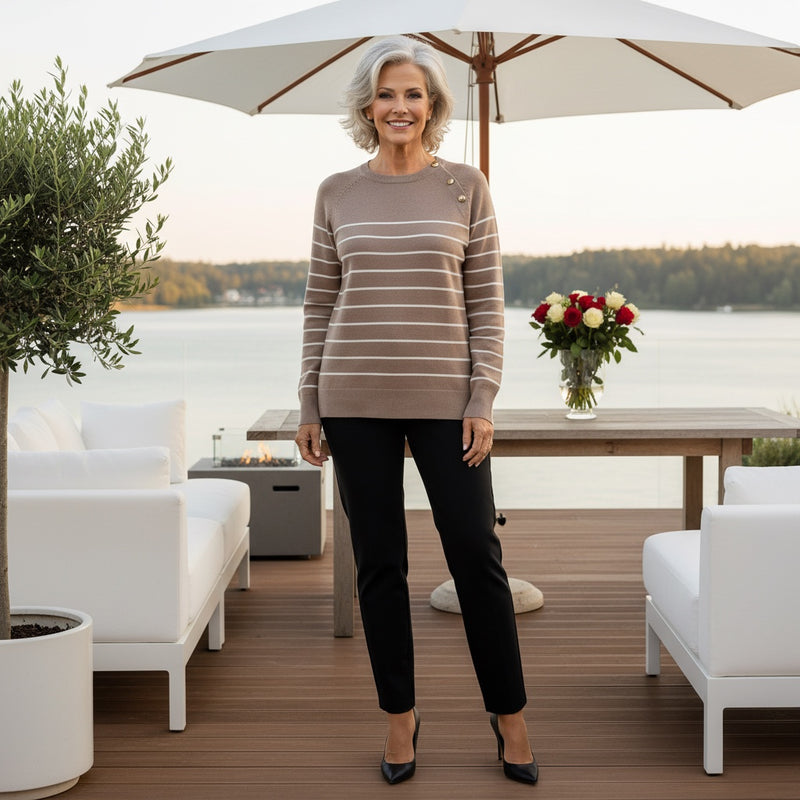 Pearl Trim Stripe Knit (2p.pack) - jqwholesale.com