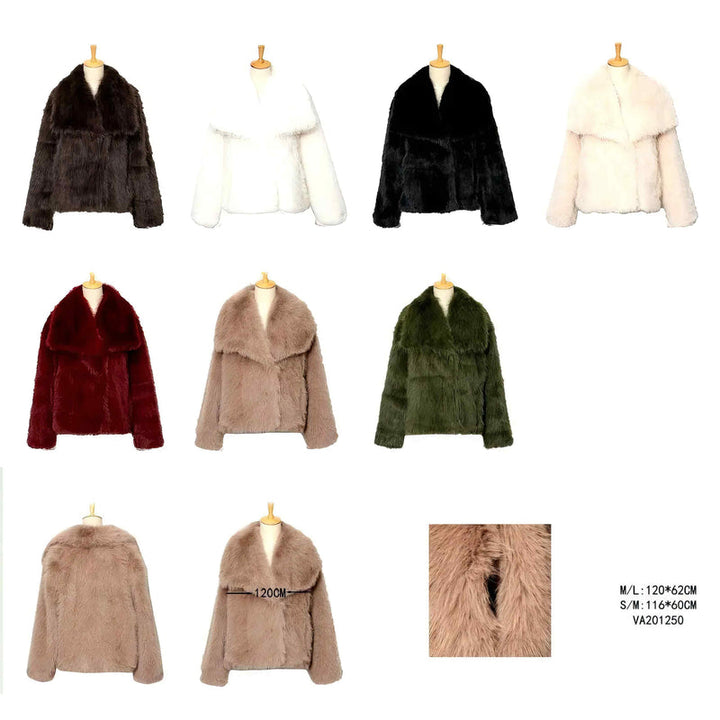 Big Collar Soft Touch Luxurious Faux Fur Coat (2P.PACK)