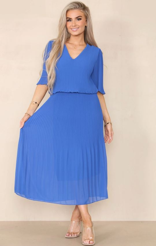 Plain Plissee Pleated Layered Maxi Dress - jqwholesale.com