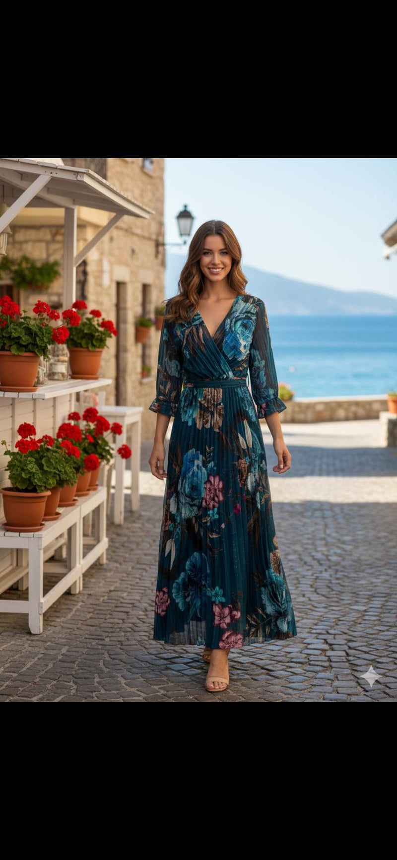 Pandora Floral Crossover Belted Dress - jqwholesale.com