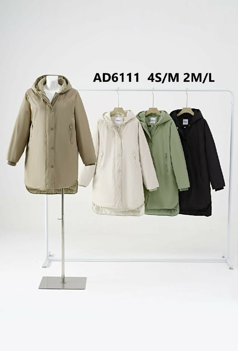 Mid-Length Hooded Parka Coat