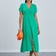 Linen Style Buttoned Shirt Midi Dress in Green