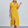 Linen Style Buttoned Shirt Midi Dress in Yellow