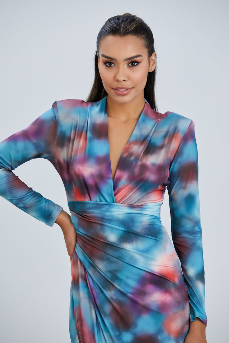 Forever Long Sleeve Wrap Midi Dress - jqwholesale.com