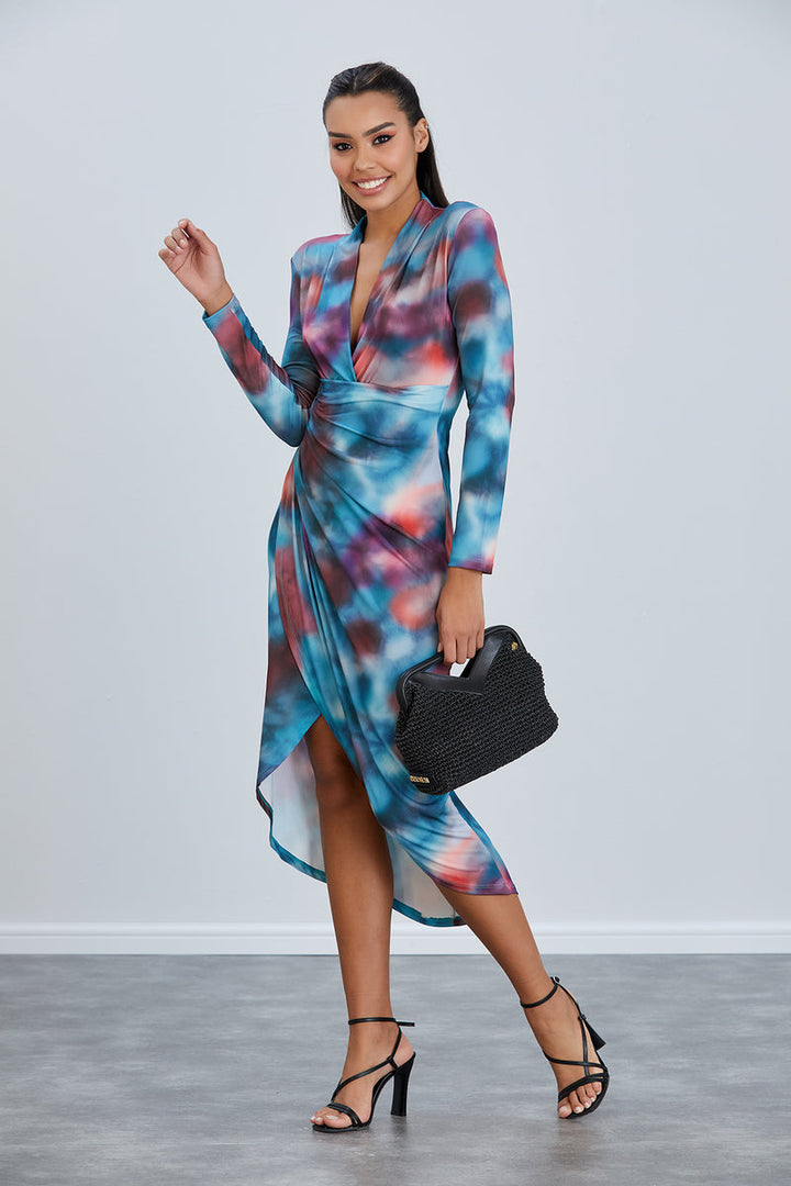 Forever Long Sleeve Wrap Midi Dress