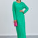 Long Sleeve Shift Pleated Maxi Dress in Green