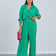 Pleated Oversize Shirt and Wide Leg Trousers Co Ord Set in Green