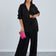 Pleated Oversize Shirt and Wide Leg Trousers Co Ord Set in Black