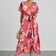 Wrap Midi Frill Skirt Dress in Coral Floral print
