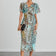 Twist Midi Dress in Mint Leopard print