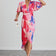 Forever Angel Sleeve Dress in Pink Abstract print