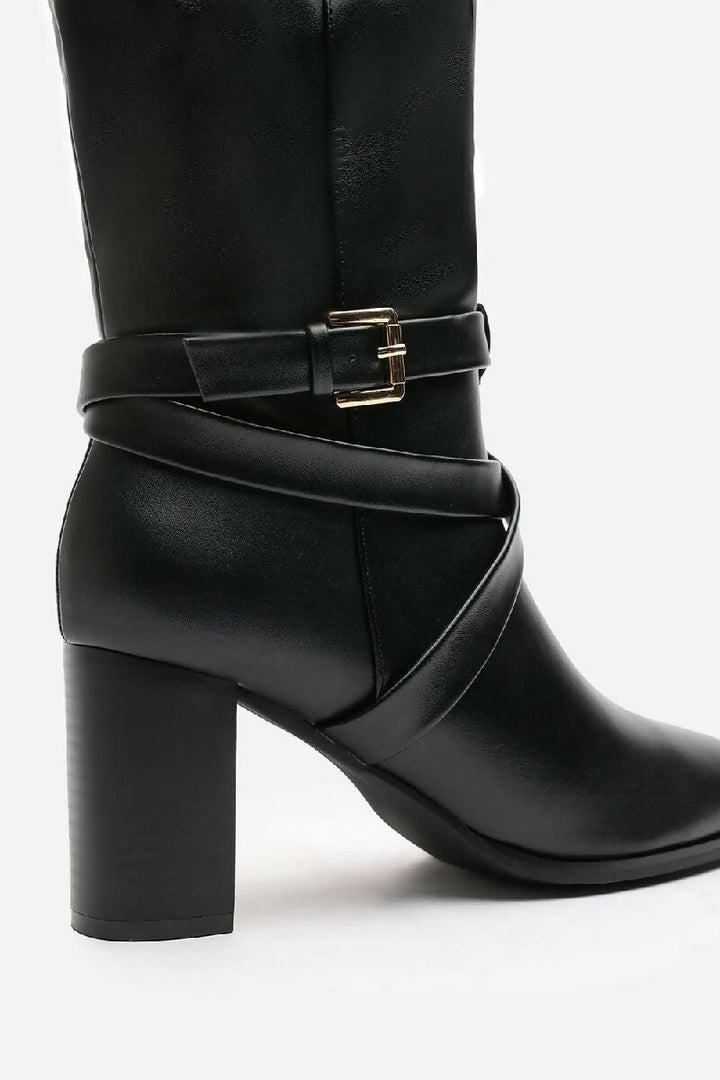BLACK KNEE HIGH BLOCK HEELED BOOT (PACK OF 12 PAIRS UK3-UK8) - jqwholesale.com