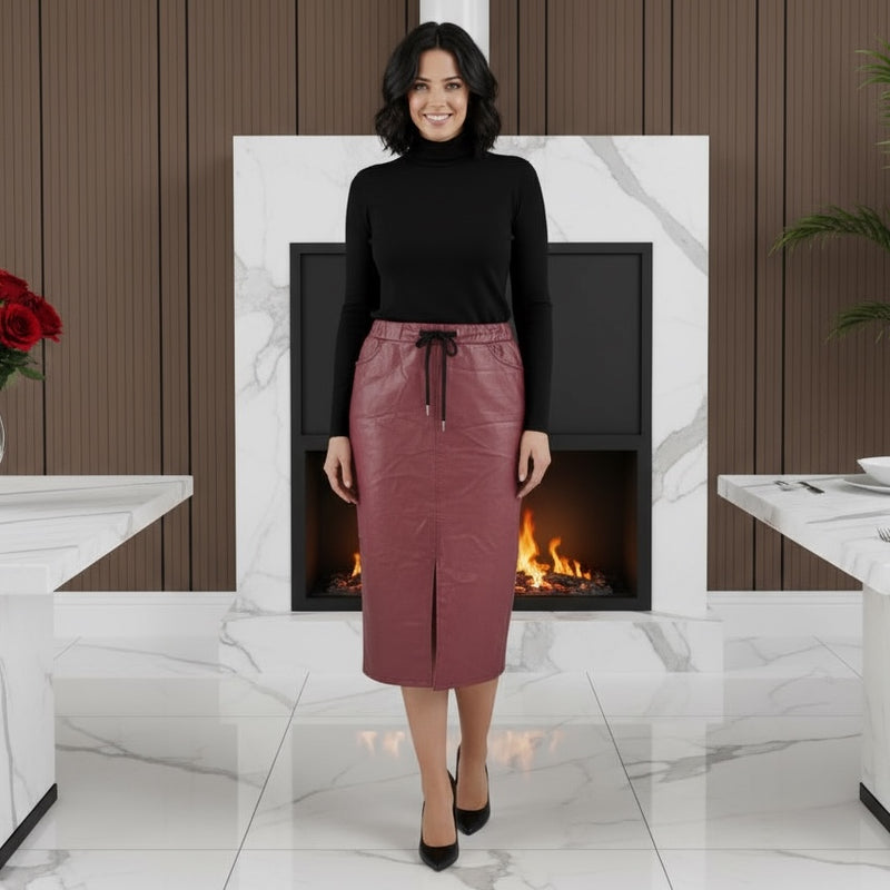 Vegan PU Leather Stretch Skirt - jqwholesale.com