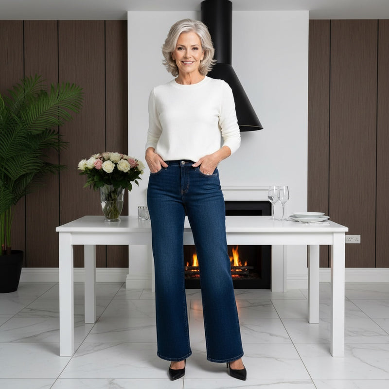 Wide Leg Indigo Stitch Seam Voggo Jeans (5p.pack) - jqwholesale.com