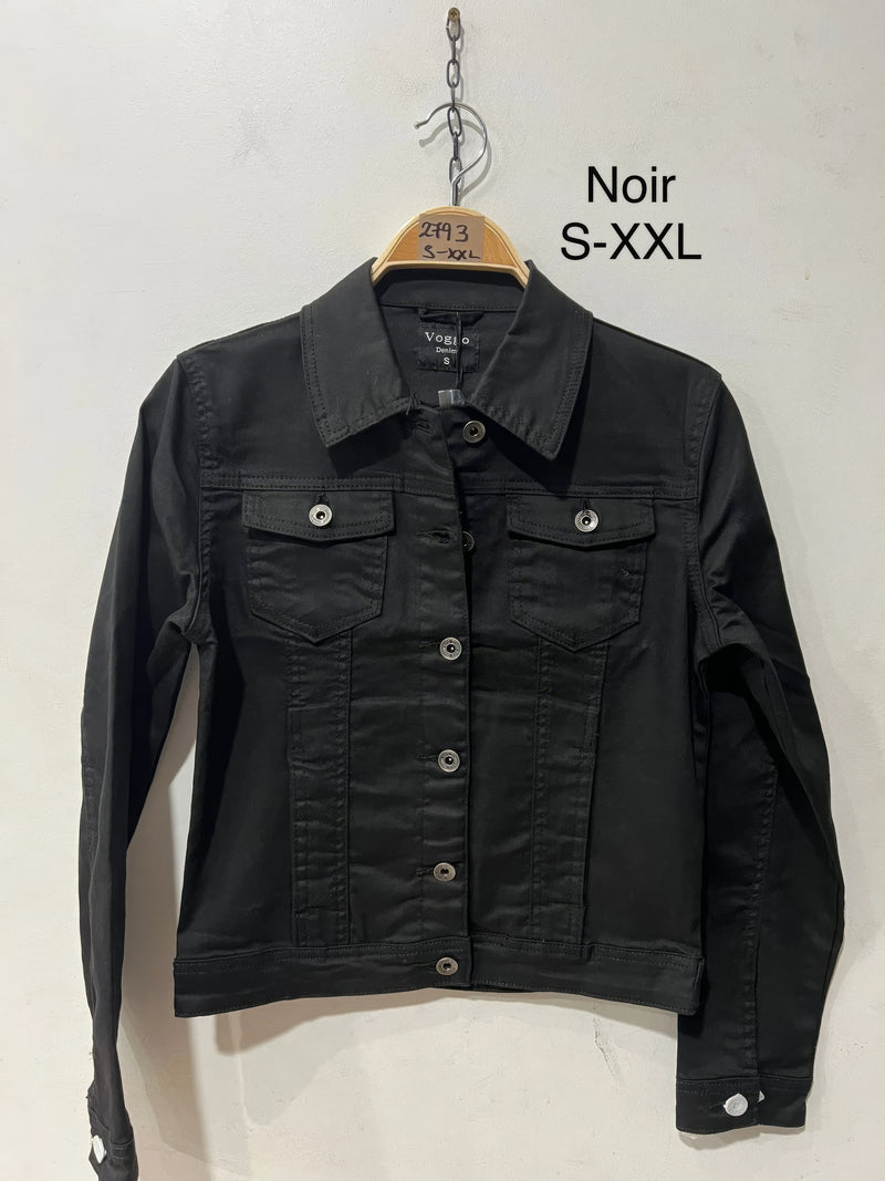 Black Voggo Cotton Bi-stretch Denim Jacket (5p.pack) - jqwholesale.com