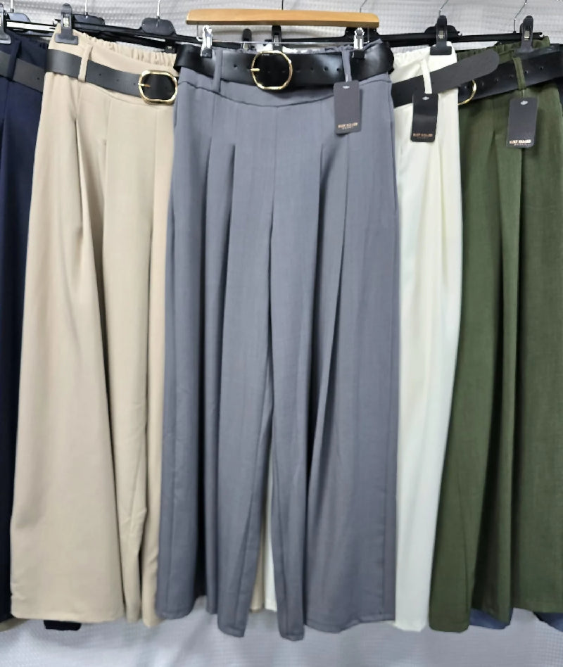 Zra Classy Wide Leg Belted Trousers – One Size (UK 8-14)