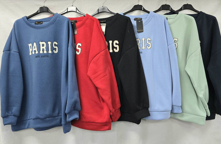 Paris Cotton Sweatshirt Top – One Size (UK 10-20) - jqwholesale.com