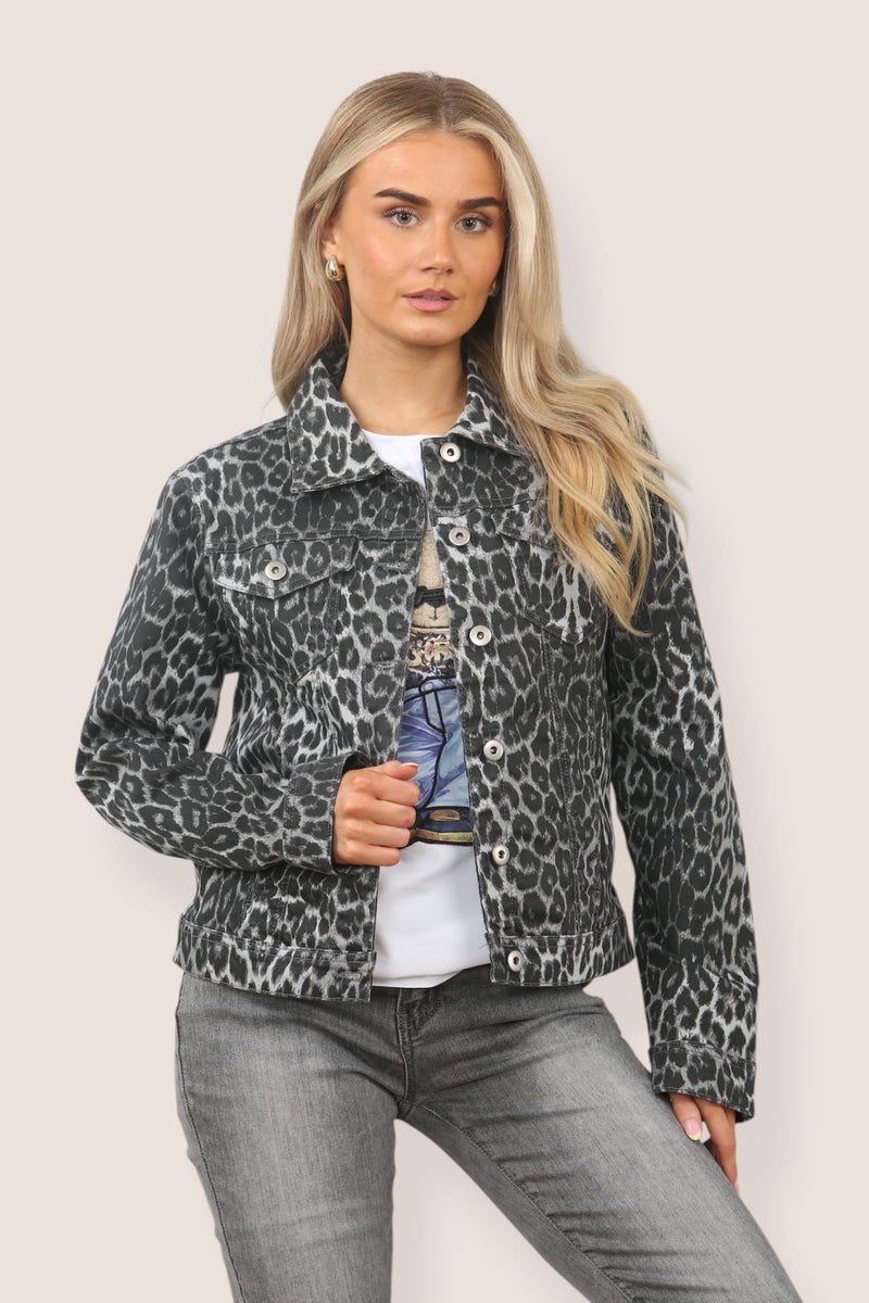 Leopard Print Denim Cotton Stretch Jacket (6P.PACK) - jqwholesale.com