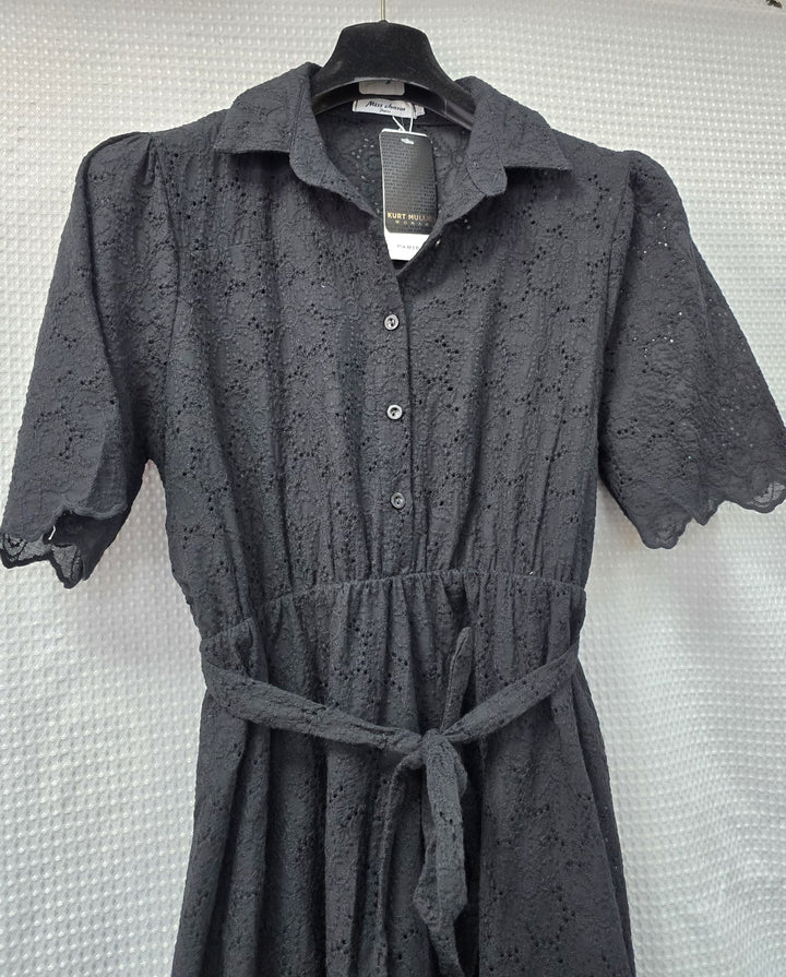 Black Dg Collar Crochet Midi Dress (3P.PACK)