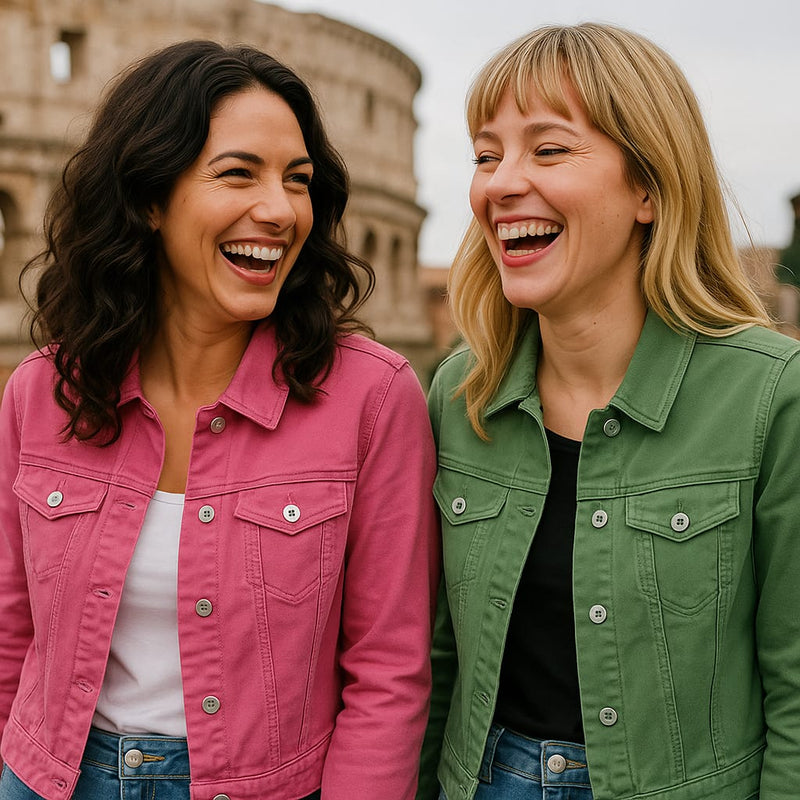 (7P.PACK) Pink Cosmo Washed Denim Cotton Stretch Jacket - jqwholesale.com