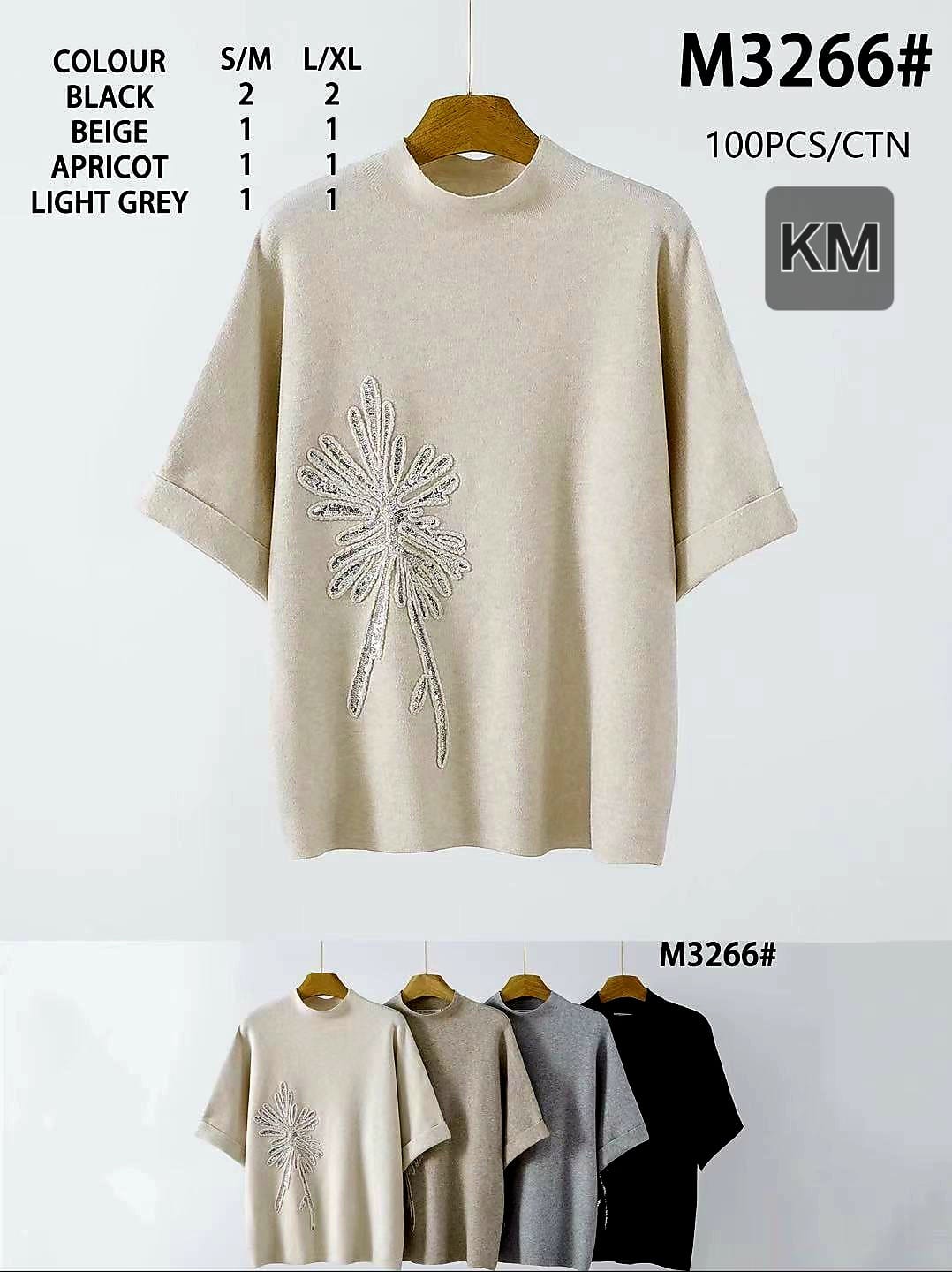 Silver Leaf Embellished Knit Top (2p.pack) - jqwholesale.com