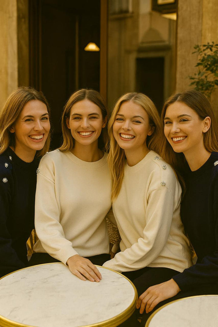 Crystal Embellished Crew Neck Jumper (2p.pack) - jqwholesale.com