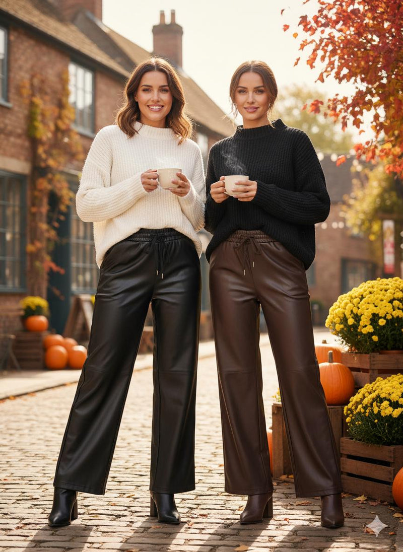 Wide Leg PU Leather Look Trousers (15p.pack) - jqwholesale.com