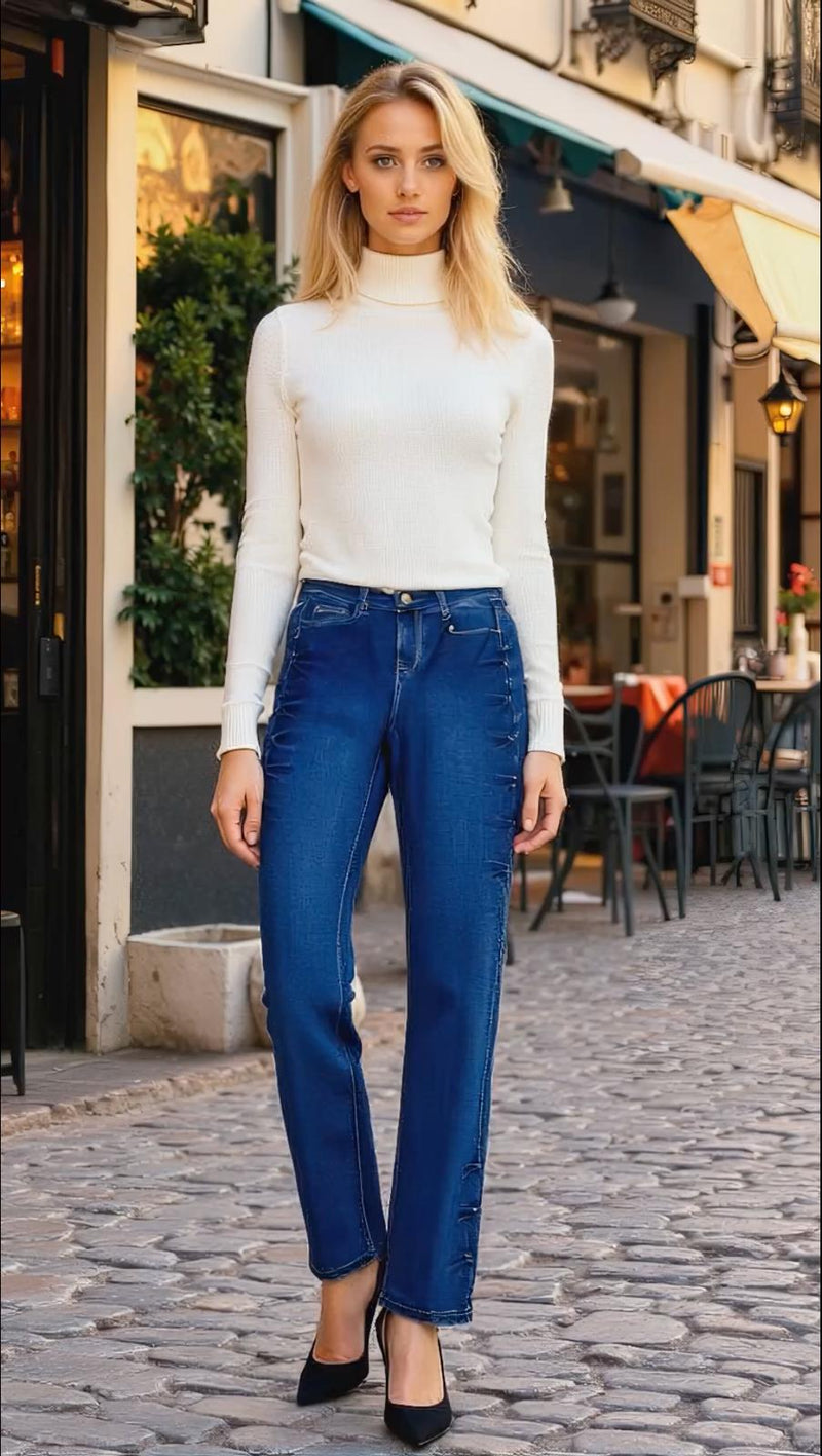 Vintage Side Stud Wide Leg Stretch Jeans (10p.pack) - jqwholesale.com