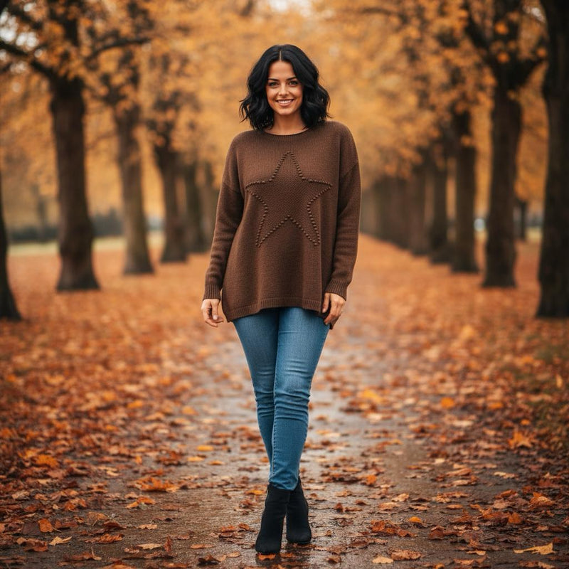 Sasha Star Alpaca Soft Touch Crew Knit Jumper - jqwholesale.com