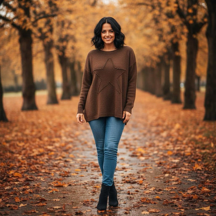 Sasha Star Alpaca Soft Touch Crew Knit Jumper - jqwholesale.com