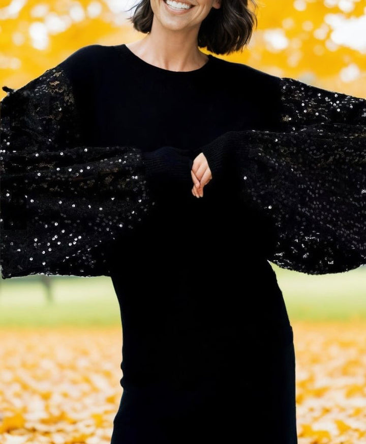 Sequin Batwing Sleeve Fine Knit (2p.pack) - jqwholesale.com