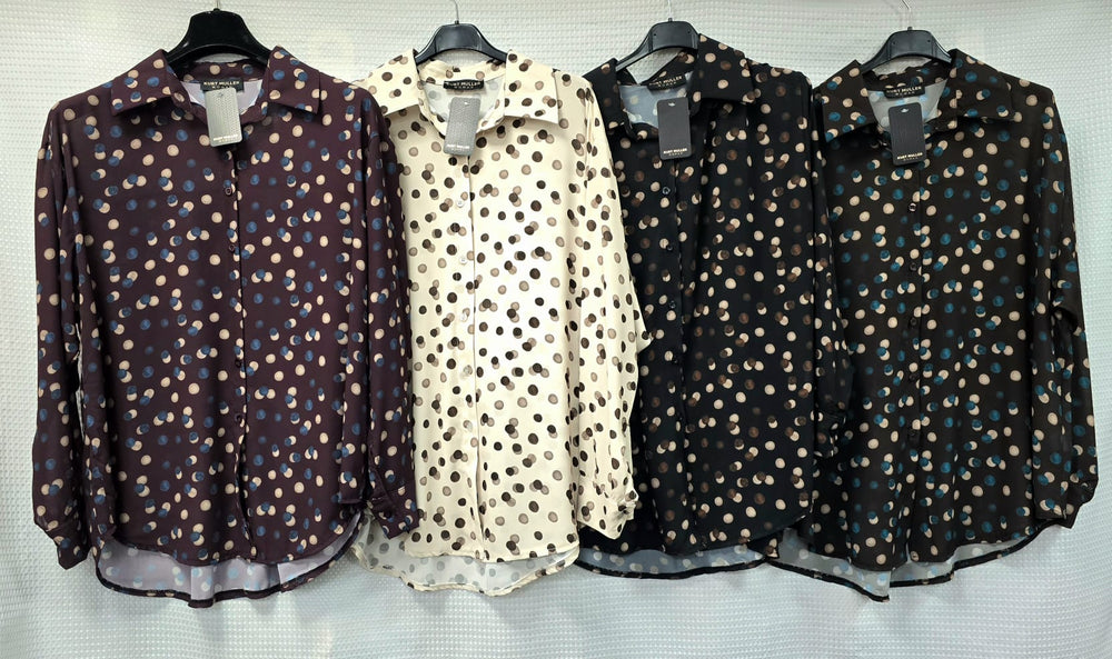 Tonal Polka Dot Print Shirt - jqwholesale.com