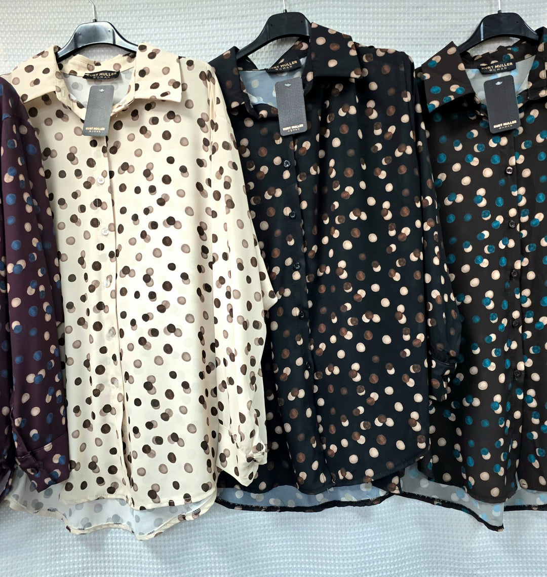 Tonal Polka Dot Print Shirt - jqwholesale.com