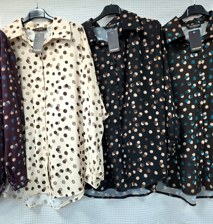 Tonal Polka Dot Print Shirt - jqwholesale.com