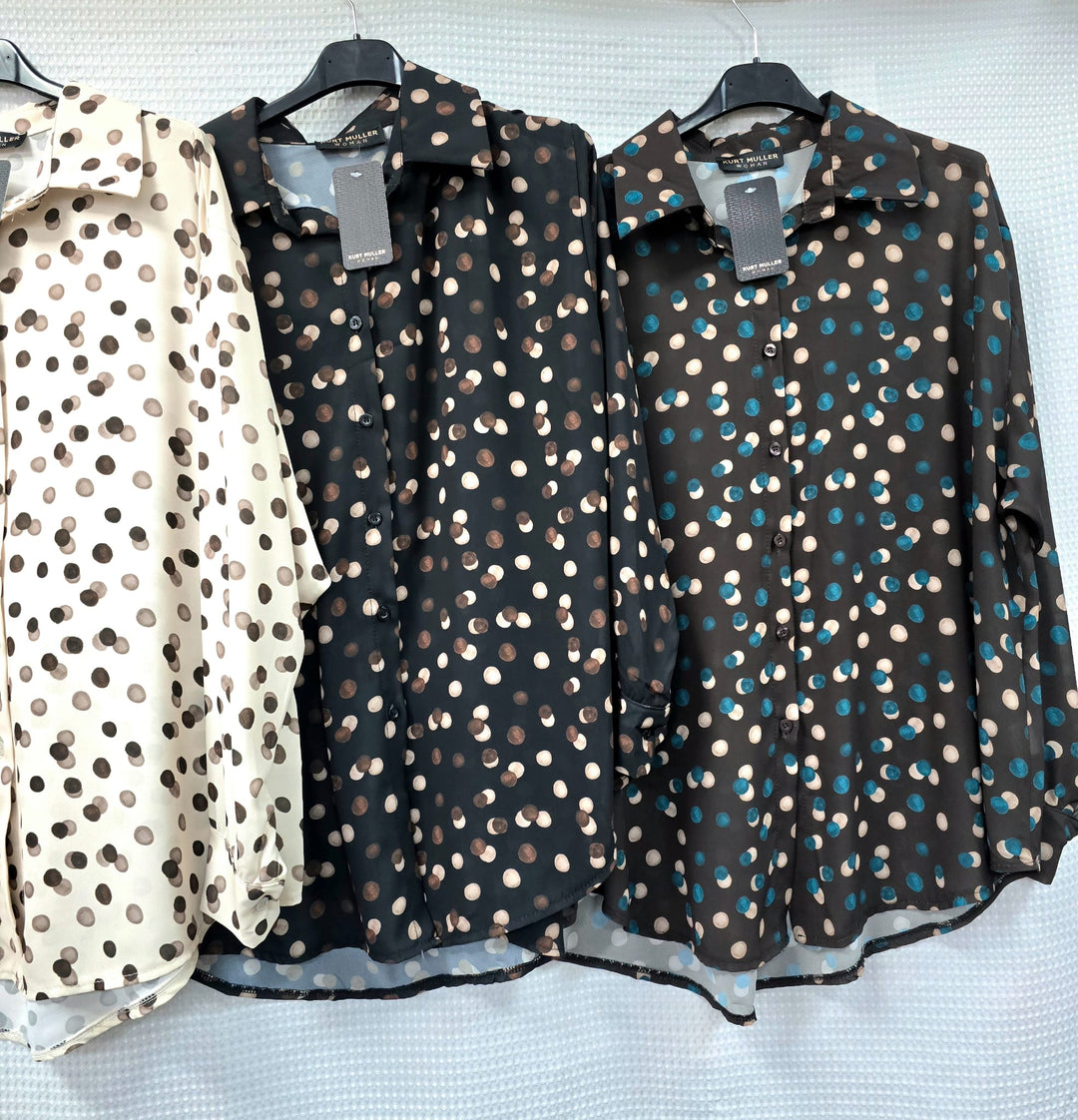 Tonal Polka Dot Print Shirt - jqwholesale.com