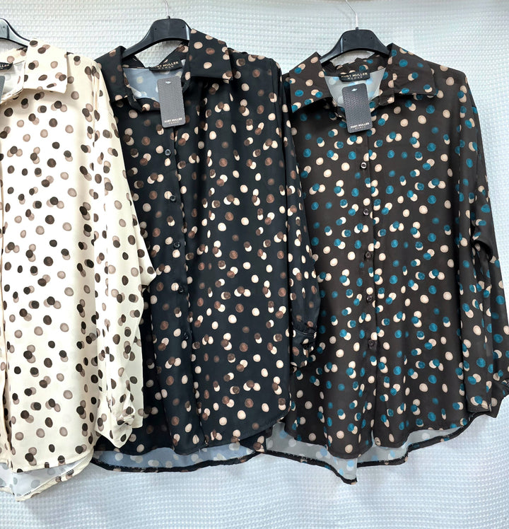 Tonal Polka Dot Print Shirt - jqwholesale.com