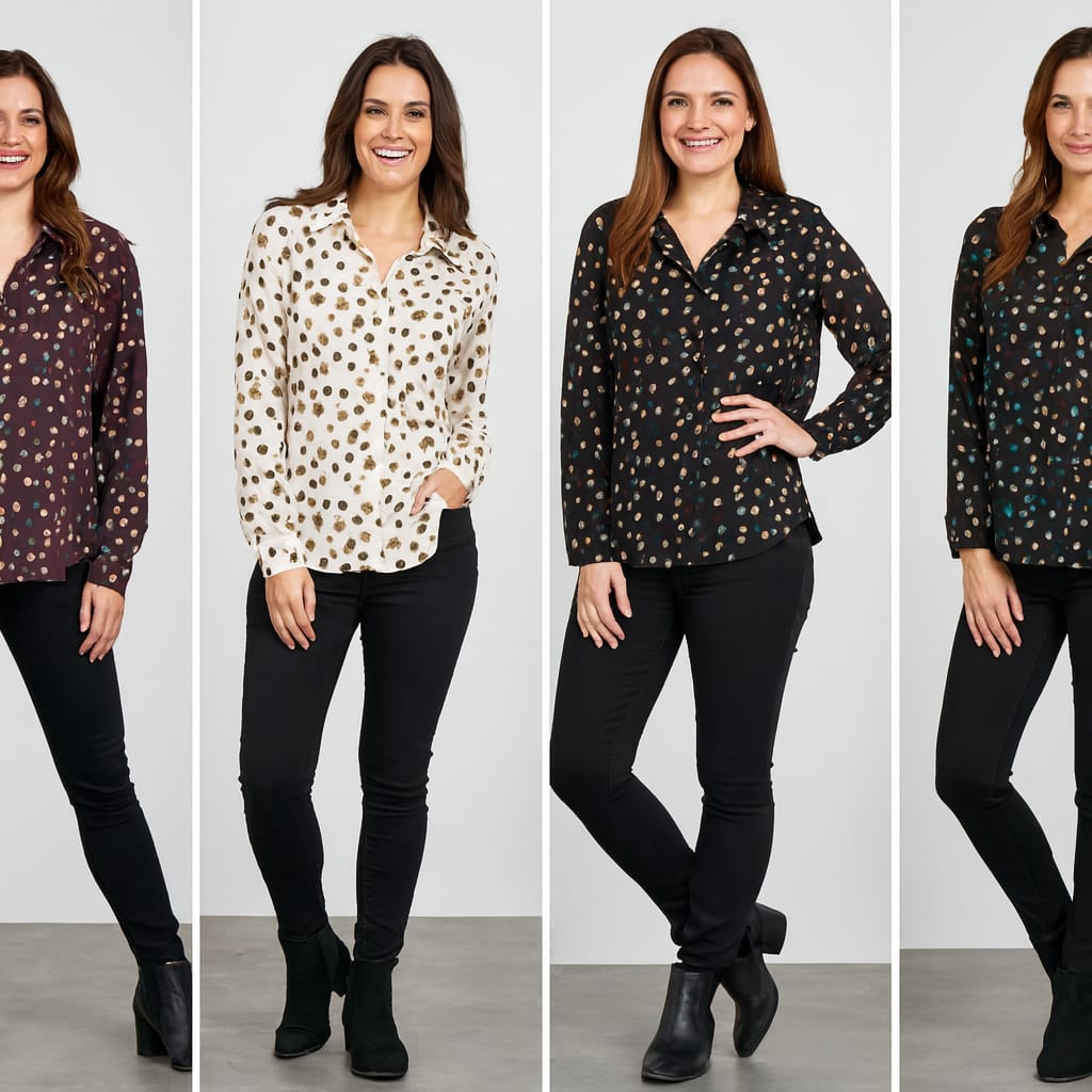 Tonal Polka Dot Print Shirt - jqwholesale.com