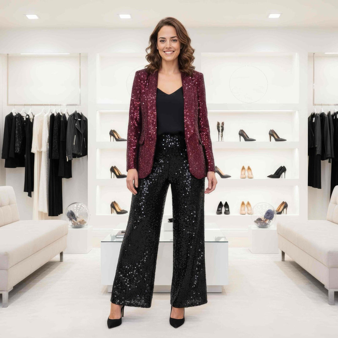 Sequin Wide Leg Trousers - jqwholesale.com