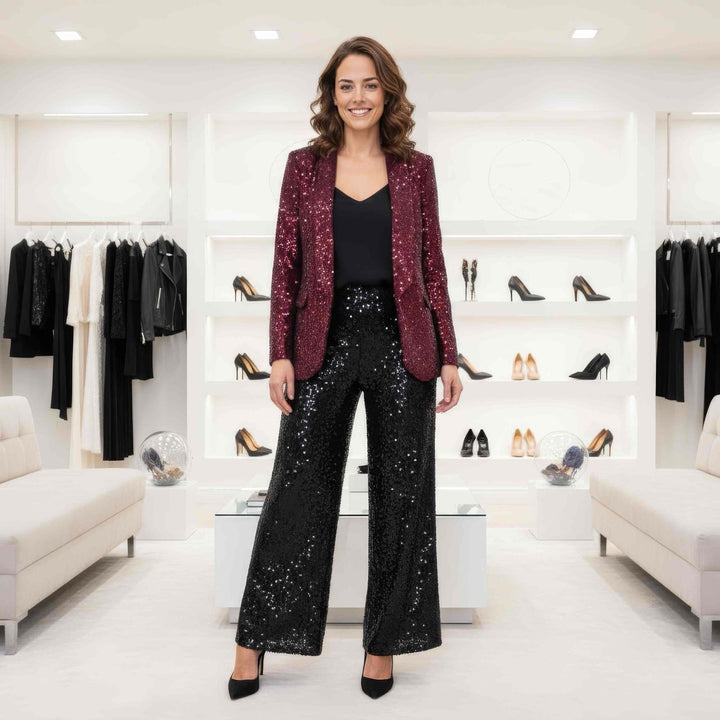 Sequin Wide Leg Trousers - jqwholesale.com