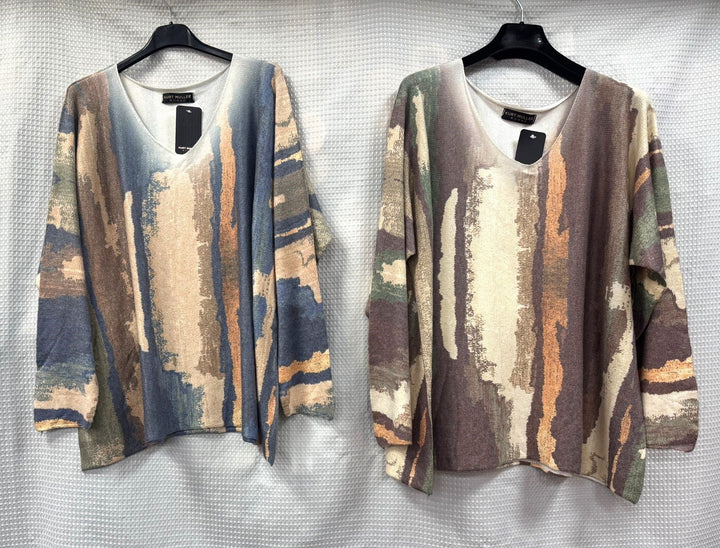 Topaz V Neck Fine Wool Blend Relaxed fit Knit - jqwholesale.com