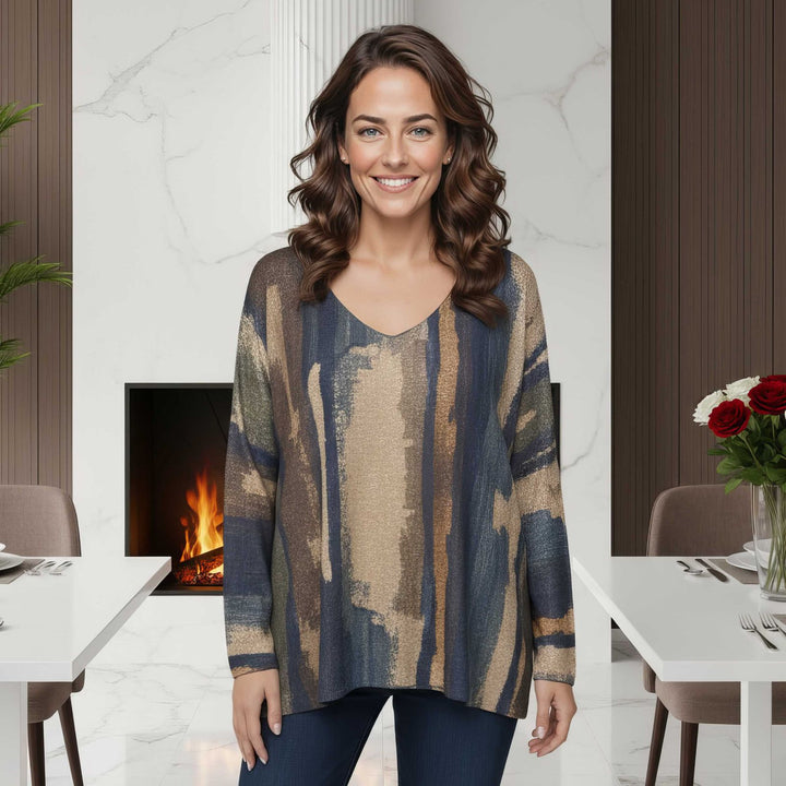 Topaz V Neck Fine Wool Blend Relaxed fit Knit - jqwholesale.com